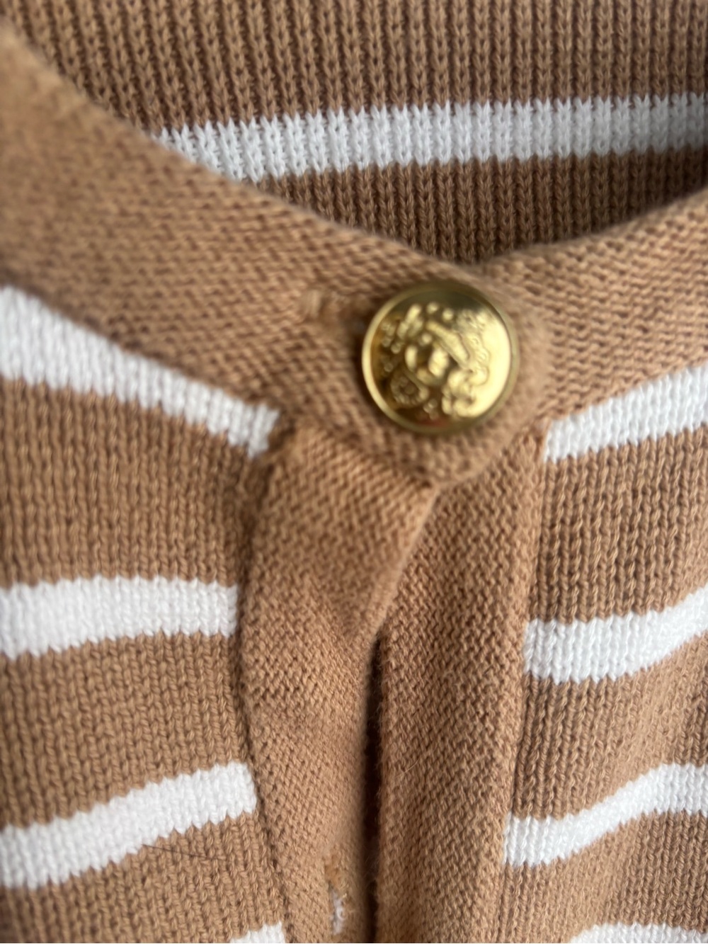 crown & ivy Tan and White Striped Button-Front Cardigan - Picture 3 of 6